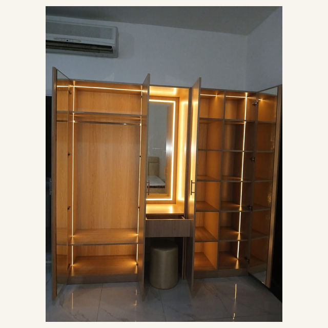 Craft Masters project: Wooden Wardrobe With Vanity And Lighting