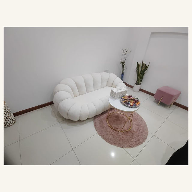 Craft Masters project: White Curved Boucle Sofa