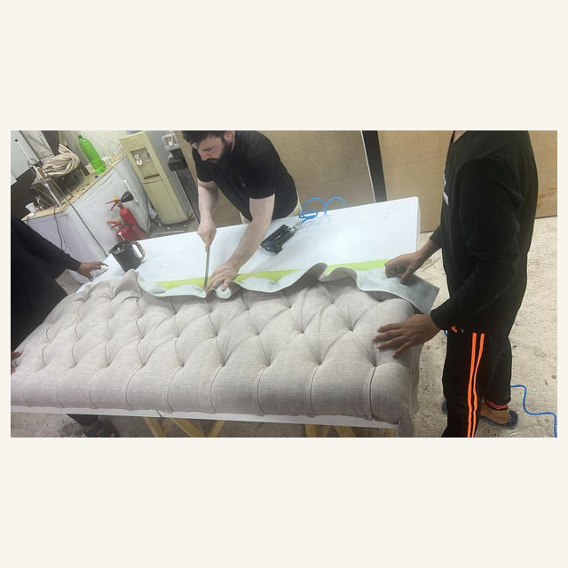Craft Masters project: Craftsmen Tufting Upholstered Headboard